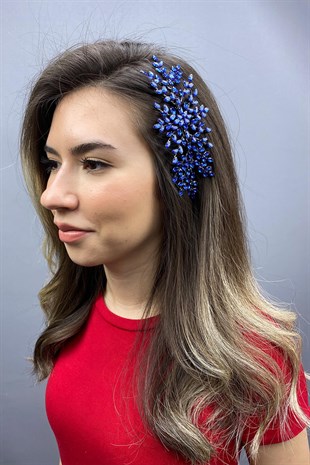 Saks Mavi Ada Model Taraklı Saç Aksesuarı