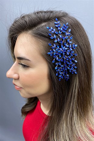 Saks Mavi Ada Model Taraklı Saç Aksesuarı