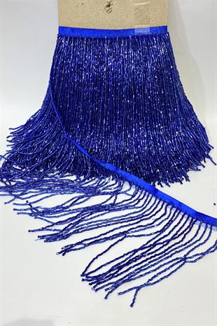 Saks Mavi Boncuklu 15 cm Saçak Püskül