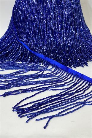 Saks Mavi Boncuklu 15 cm Saçak Püskül