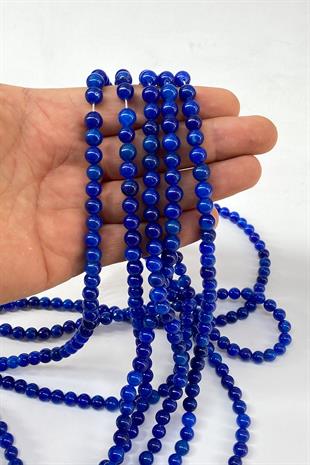 Saks Mavi  Ceyt Doğal Taş Dizi Küre Kesim 8 mm