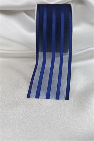 شريط شيفون مخطط باللون الأزرق