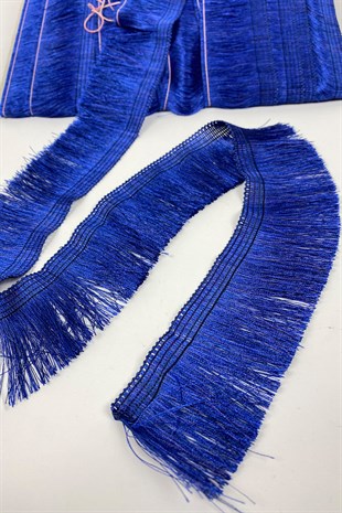 Saks Mavi Düz Saçak İp Püskül Şerit