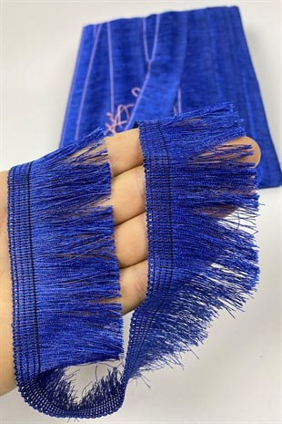 Saks Mavi Düz Saçak İp Püskül Şerit