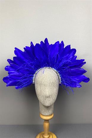 Saks Blue Enda Feathered Stone Bridal Henna Crown Accessory