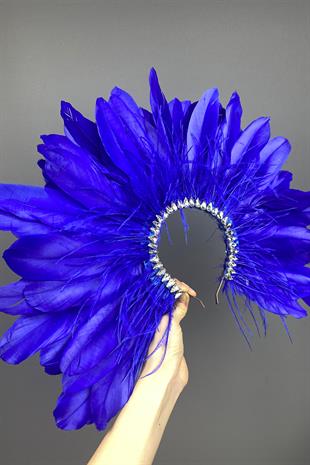 Saks Blue Enda Feathered Stone Bridal Henna Crown Accessory