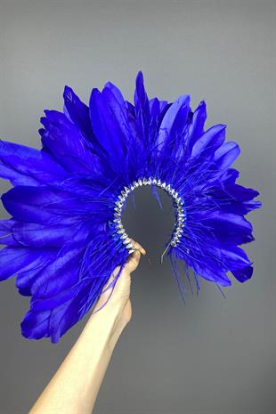 Saks Blue Enda Feathered Stone Bridal Henna Crown Accessory