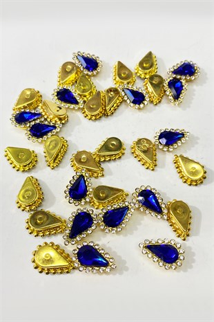 Saks Mavi Gold Kasalı Damla Dikme Taş 10 Adet