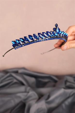 Saxe Blue Thin Shuttle Stone Bridal Henna Crown