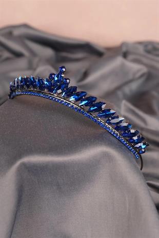 Saxe Blue Thin Shuttle Stone Bridal Henna Crown