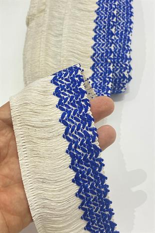 Saks Mavi Pamuk Püskül Saçak