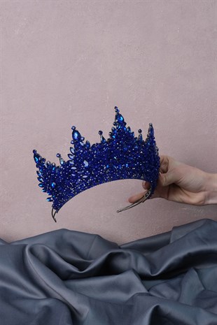 Sax Blue Paris High Dense Bead Embroidered Bridal Henna Tiara