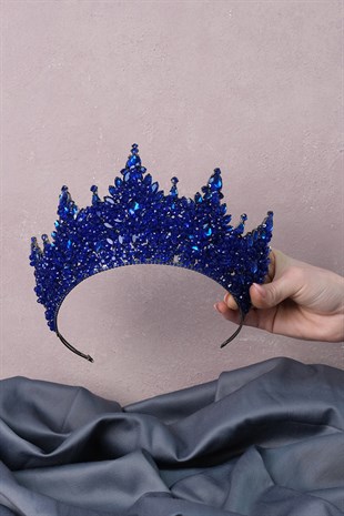 Sax Blue Paris High Dense Bead Embroidered Bridal Henna Tiara
