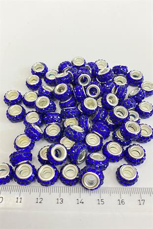 Saks Blue Shiny Stone Large Hole Bead 12 mm
