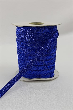 Sax Blue Glittery Velvet Ribbon 1 cm