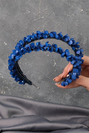 Sax Blue Water Enamel Beaded Bridal Henna Crown