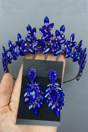 Sax Blue Subra Bridal Henna Tiara and Earring