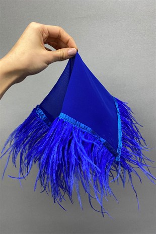 Sax Blue Feathered Bridal Halay Handkerchief