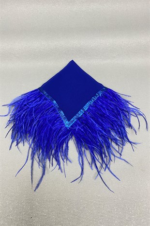 Sax Blue Feathered Bridal Halay Handkerchief