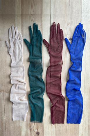 Sax Blue Long Elegant Bridal Gloves Tulle Gloves Wedding/Wedding/Party Gloves