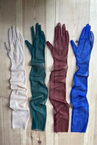Sax Blue Long Elegant Bridal Gloves Tulle Gloves Wedding/Wedding/Party Gloves