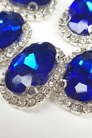 Saks Mavisi Oval Kasalı Dikme Taş