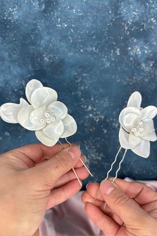 Sale Sedef Reçine 2 Li Firkete Saç Ve Türban Gelin Aksesuarı