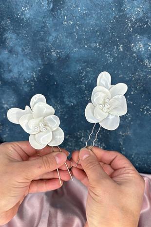 Sale Sedef Reçine 2 Li Firkete Saç Ve Türban Gelin Aksesuarı