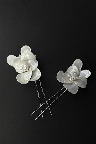 Sale Sedef Reçine 2 Li Firkete Saç Ve Türban Gelin Aksesuarı