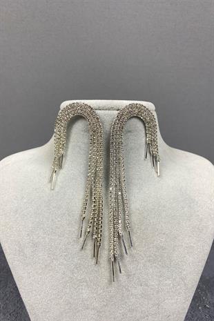 Sallantılı Abiye Taşlı Küpe