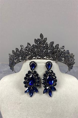 Sara Bridal Henna Tiara and Earring with Dense Stones