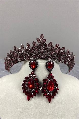 Sara Bridal Henna Tiara and Earring with Dense Stones