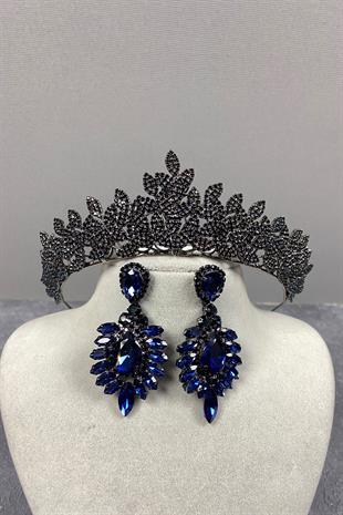 Sara Bridal Henna Tiara and Earring with Dense Stones