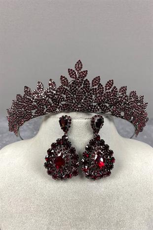 Sara Bridal Henna Tiara and Earring with Dense Stones