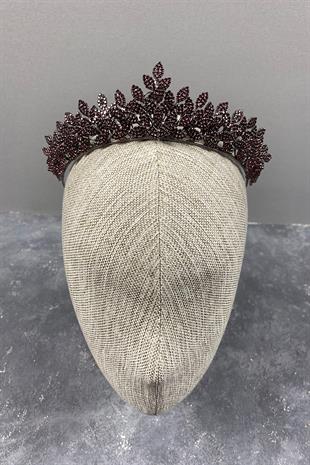 Sara Dense Stone Leaf Pattern Bridal Henna Crown