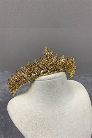 Sara Dense Stone Leaf Pattern Bridal Henna Crown