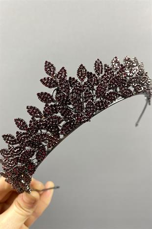 Sara Dense Stone Leaf Pattern Bridal Henna Crown
