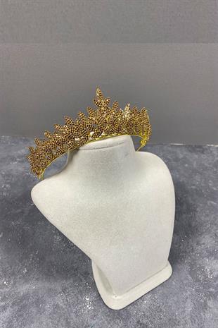 Sara Dense Stone Leaf Pattern Bridal Henna Crown