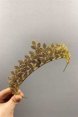 Sara Dense Stone Leaf Pattern Bridal Henna Crown