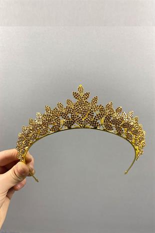 Sara Dense Stone Leaf Pattern Bridal Henna Crown