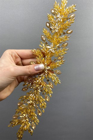 Yellow Arden Beaded Bridal Tiara Headband Accessory