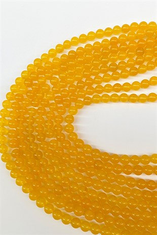 Sarı Ceyt Doğal Taş Boncuk 8 mm