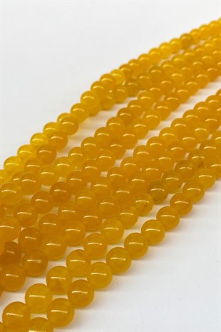 Sarı Ceyt Doğal Taş Boncuk 8 mm
