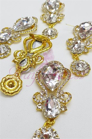 Sarı Damla Kristal Taşlı Broş