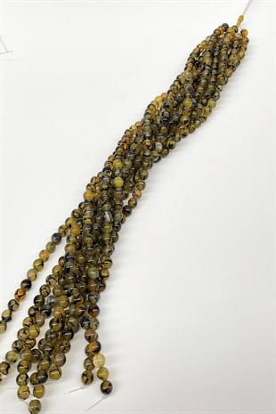 Yellow Patterned Agate Natural Stone 8 mm