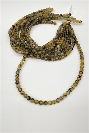 Yellow Patterned Agate Natural Stone 8 mm