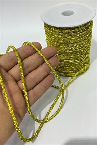 Sarı Full Sık Taşlı Boru Şerit Kordon