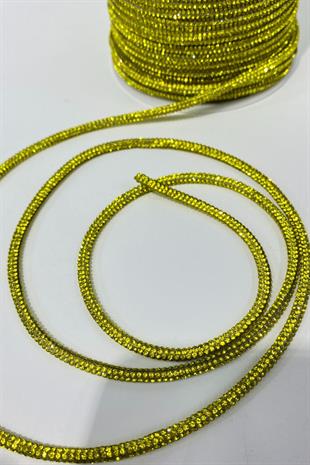 Sarı Full Sık Taşlı Boru Şerit Kordon