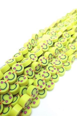 Sarı Gülen Yüz Fimo Hamur Boncuk