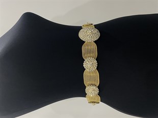 حزام شالوار الألباني بحجر القش الأصفر